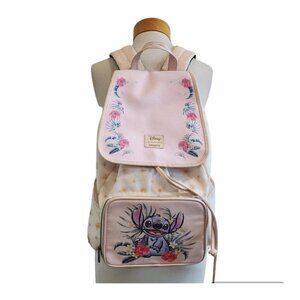 Disney Loungefly Lilo & Stitch Star Print Pink Hawaiian Floral Backpack READ